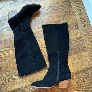 Style & Co Black Leather Suede Knee-High Boots 7